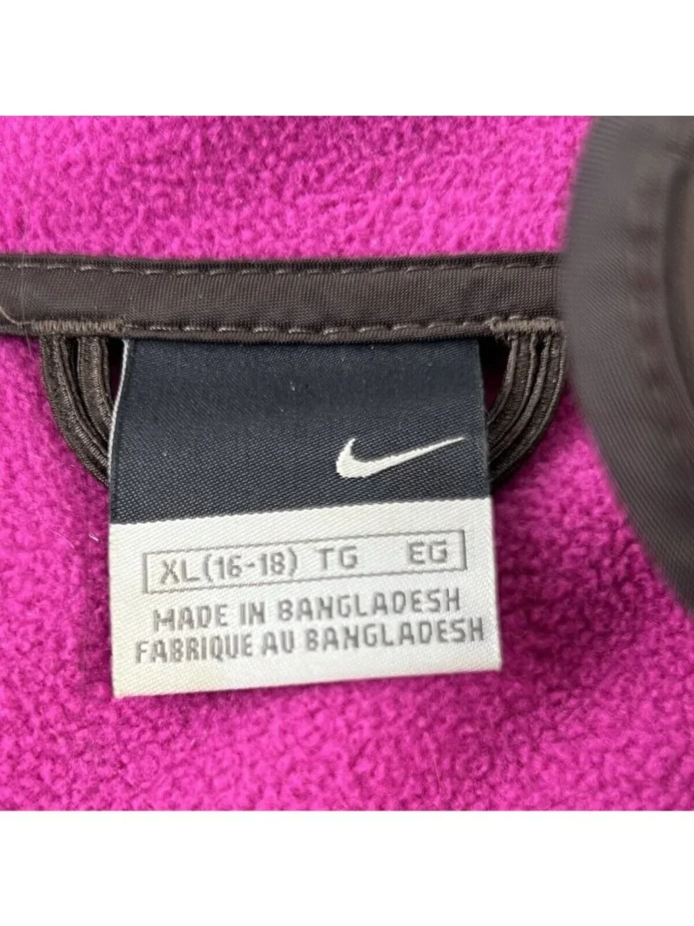 Womens XL Nike Brown Softshell Jacket With Pink Accents Full Zip Fleece-Lined